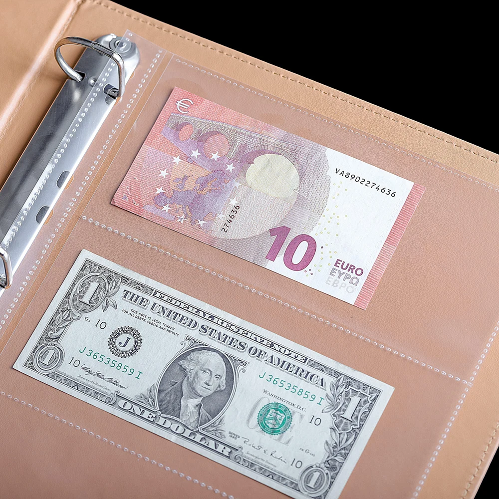 Paper Sleeves for Currency Holder Money Album Page Collecting Sleeves Loose Leaf Sheet Album Protection 10Pcs money collection album