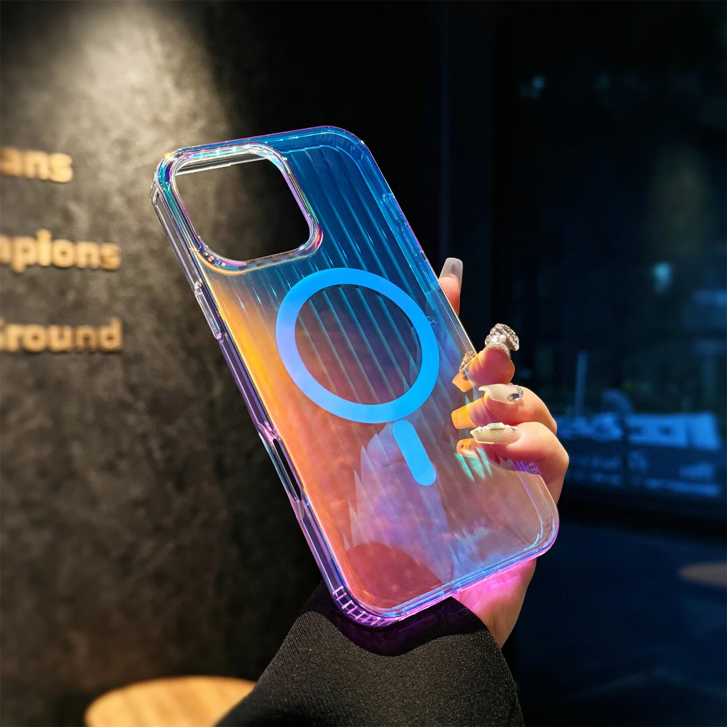 Aurora Gradient Laser Color Luggage-Style Phone Case, Blue