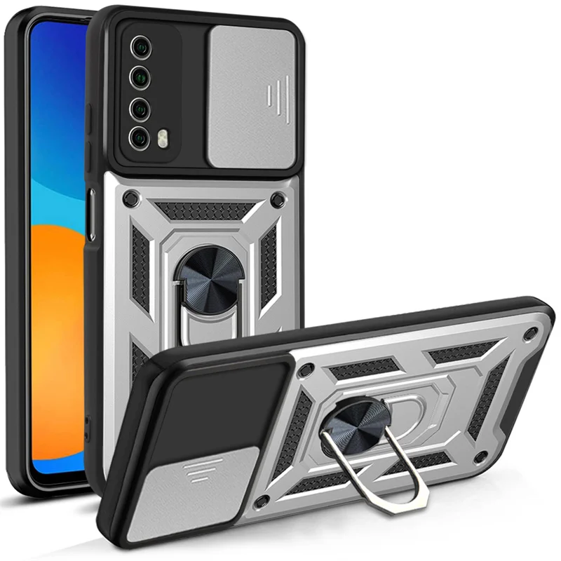 For Huawei P Smart 2021 Case Kickstand Armor Magnetic Car Holder Phone Cases For Huawei PSmart 2021 PPA-LX2 Ring Back Cover