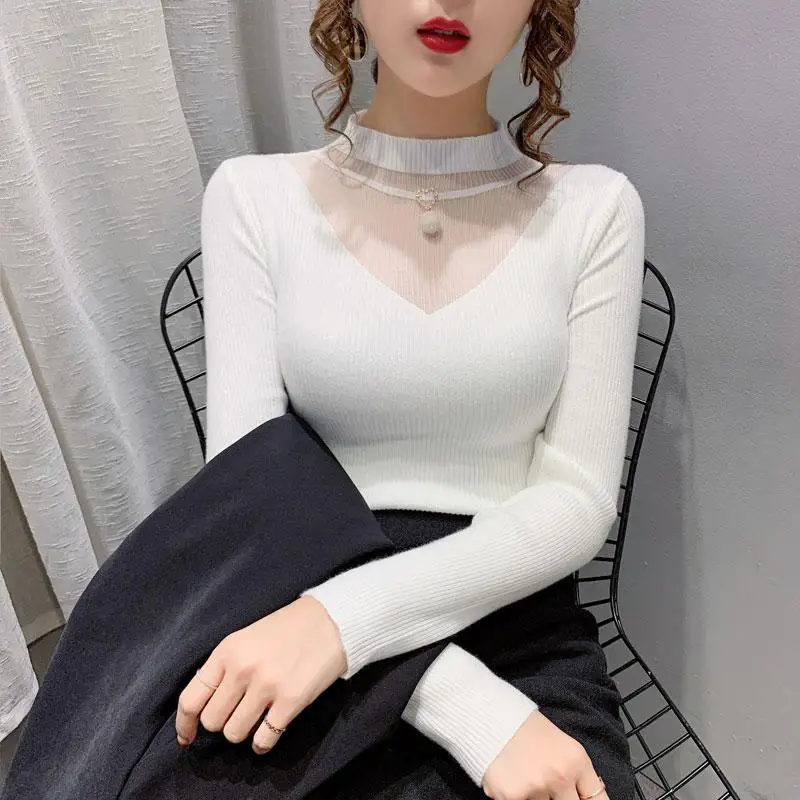 

Милая элегантная приталенная модная повседневная женская одежда в Корейском стиле Лоскутные однотонные пуловеры с вырезами и круглым вырезом Свитера