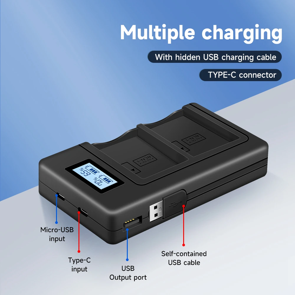 3in1 Set: 2x Akku Micro-USB Typ-C Doppel Akku Dual  Produktbild-Vorschau 8