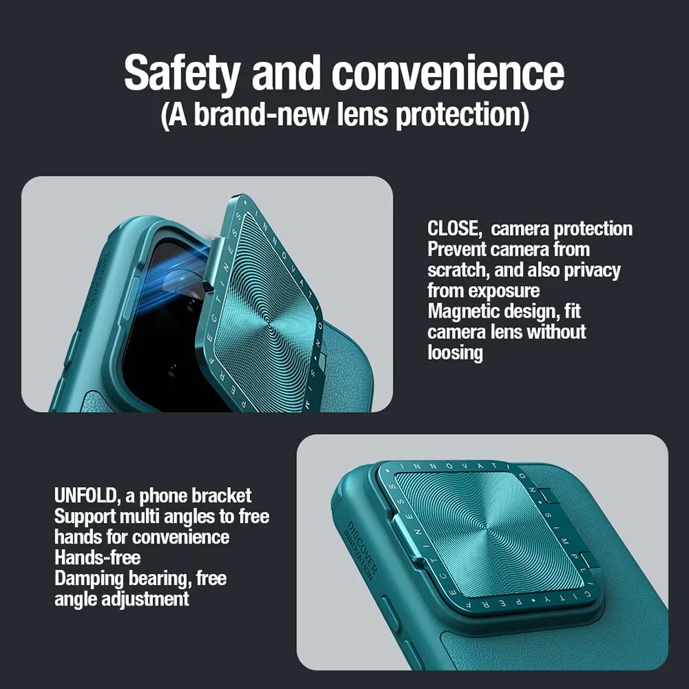 Nillkin for Xiaomi Mi 14 / 14 Pro Case Camshield Prop Leather Cover Camera Stand Case for Xiaomi Mi 14 Pro 5G Privacy Lens Case