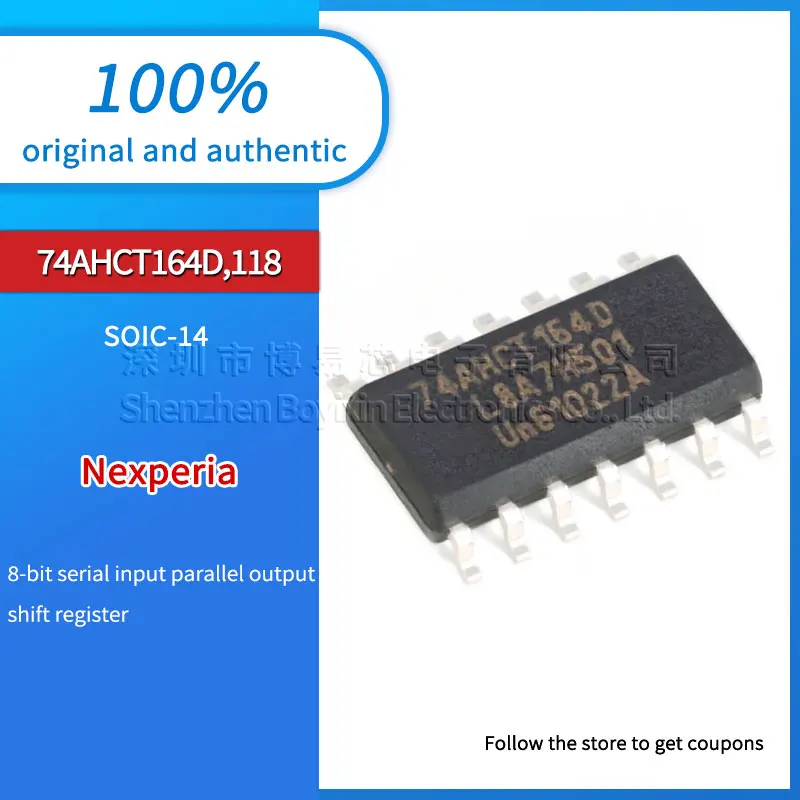 

5pcs Original genuine 74AHCT164D,118 SOIC-14 8-bit shift register patch logic chip