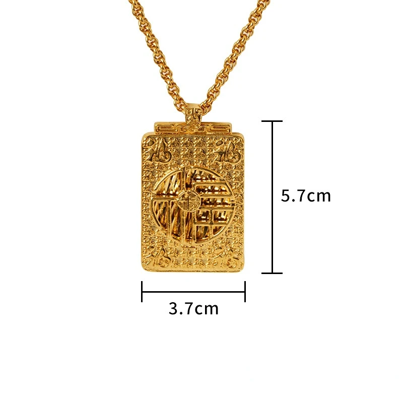 Real 18k Gold Color Square Hollow Pendants for Men Women Engagement Birthday Wedding 999 Gold Pendant without Chain Jewelry Gift