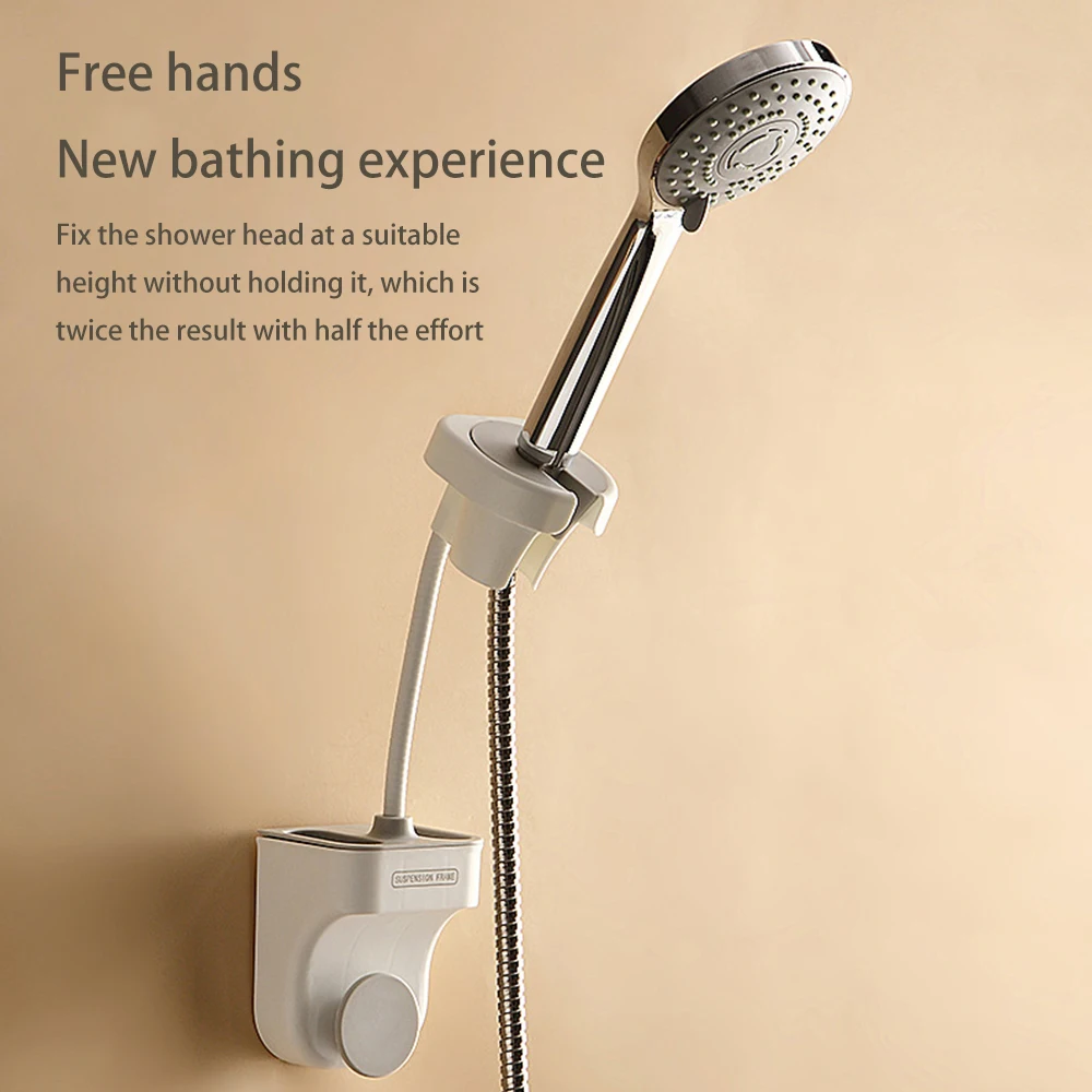 Two In One Shower Holder Adjustable HHair Dryer Holder Universal Bathroom Bracket Nozzle Base Stand Punch-Free 360&deg;Rotation