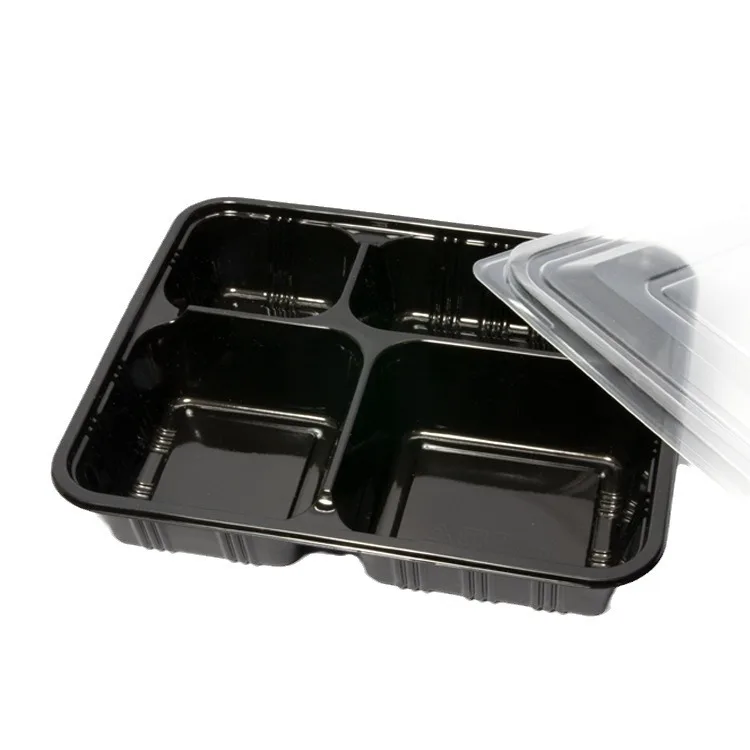 Disposable lunch box Plastic transparent takeaway fast food box Three, four, five grids 1000ml packed lunch Microwave oven