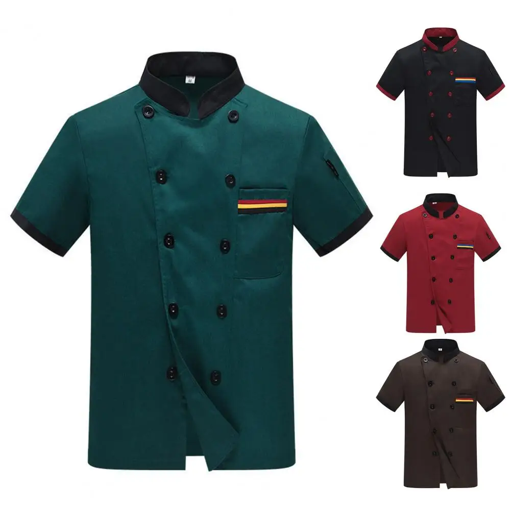 2023 New Unisex Restaurant Kitchen Chef Uniform Shirt Short Sleeve Chef Jacket Work Clothes chef s work clothes short sleeves kitchen male canteen uniform sushi chef uniform coat