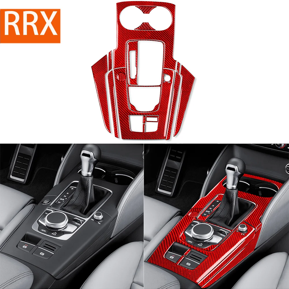 

For Audi A3 2013 2014 2015 2016 2017 2018 2019 Gear Shift Panel Armretst Set 15Pcs Carbon Fiber Sticker Car Interior Accessories