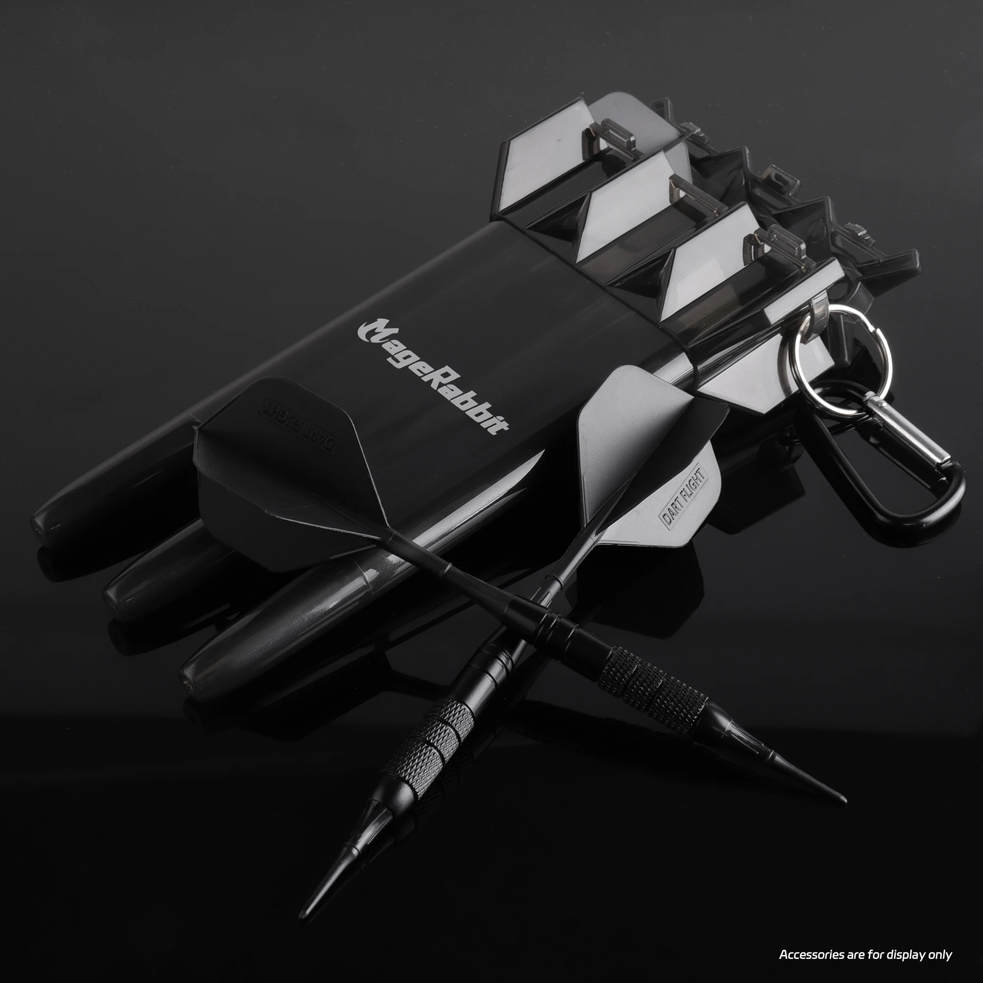 MageRabbit Dart Flights & Shafts 3 Stück 2-in-1 Pro Zubehör für Stahl-/Darts mit weicher Spitze, präzise geformt, Schwarz/Blau/Grün – Detail 1