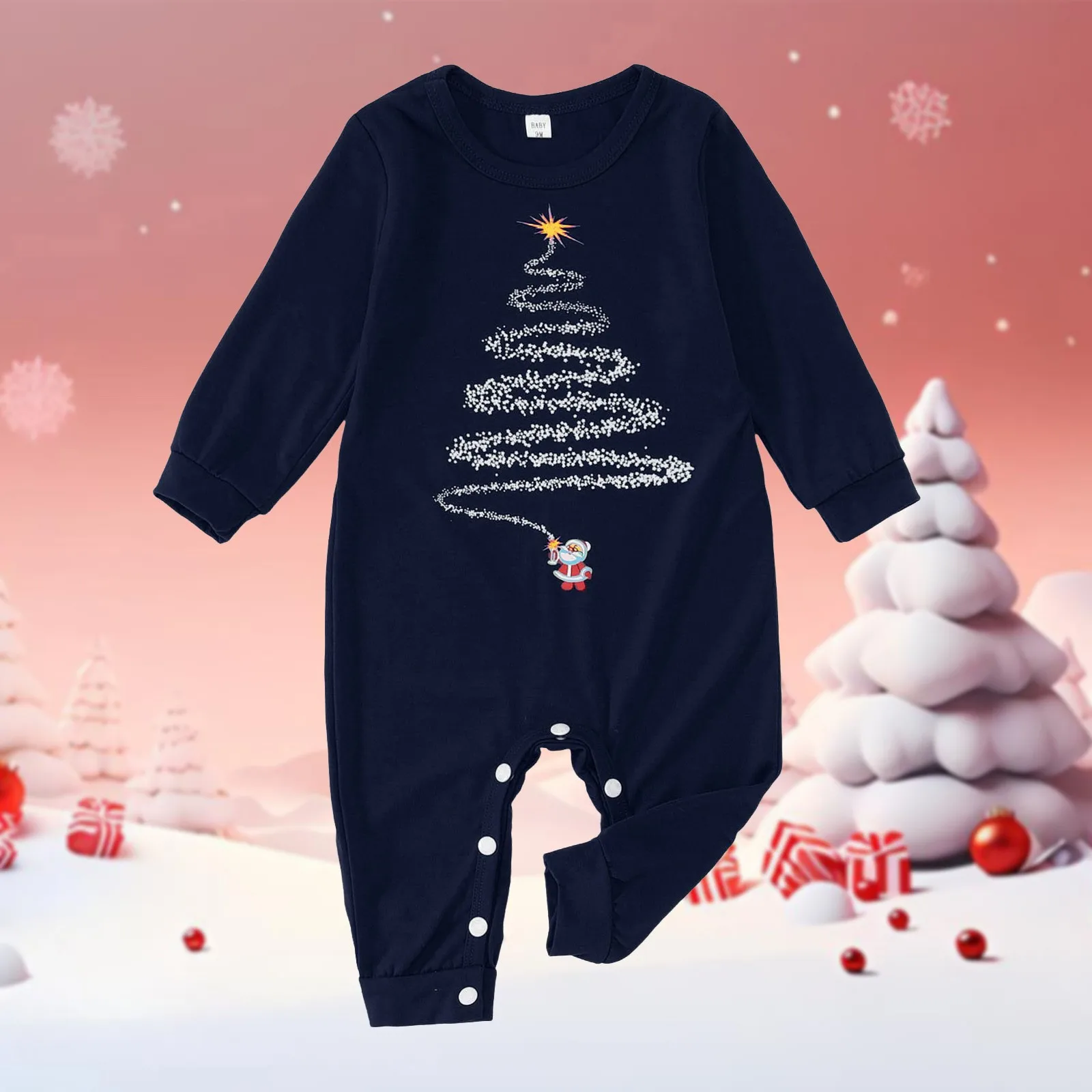 thumbnail image 2 of Conjunto de pijamas de dos piezas para el hogar, para Año Nuevo, otoño, invierno y Navidad, conjunto de ropa para el hogar para padres e hijos, 2 of 5