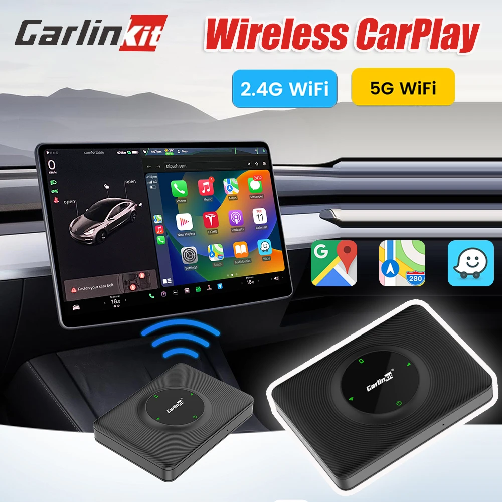 Carlinkit T2C 카플레이 무선 박스 와이파이 블루투스 어댑터, 테슬라 모..