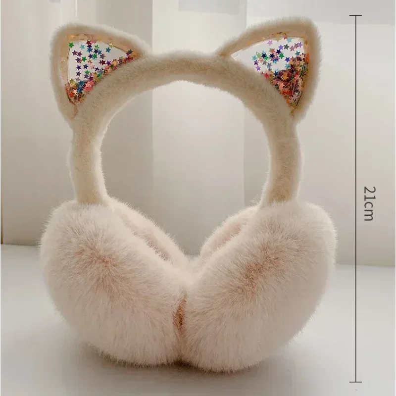 Girl Winter Cat Ear Earmuffs Foldable Warm Protect Cute Faux Fur Soft Fluffy Earcap Korean Style Children Ear Cover Muff children earmuffs