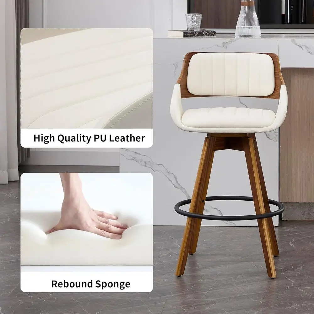 Arvello Walnut Swivel Bar Stool back view