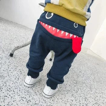 0-4Years Toddler Boys Casual Long Trousers Big Mouth Monster Shark Print Harem Bottom Leggings For Boys 1