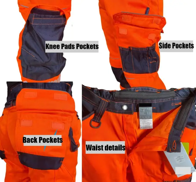 Multifunctional Work Pants with Reflective Tapes