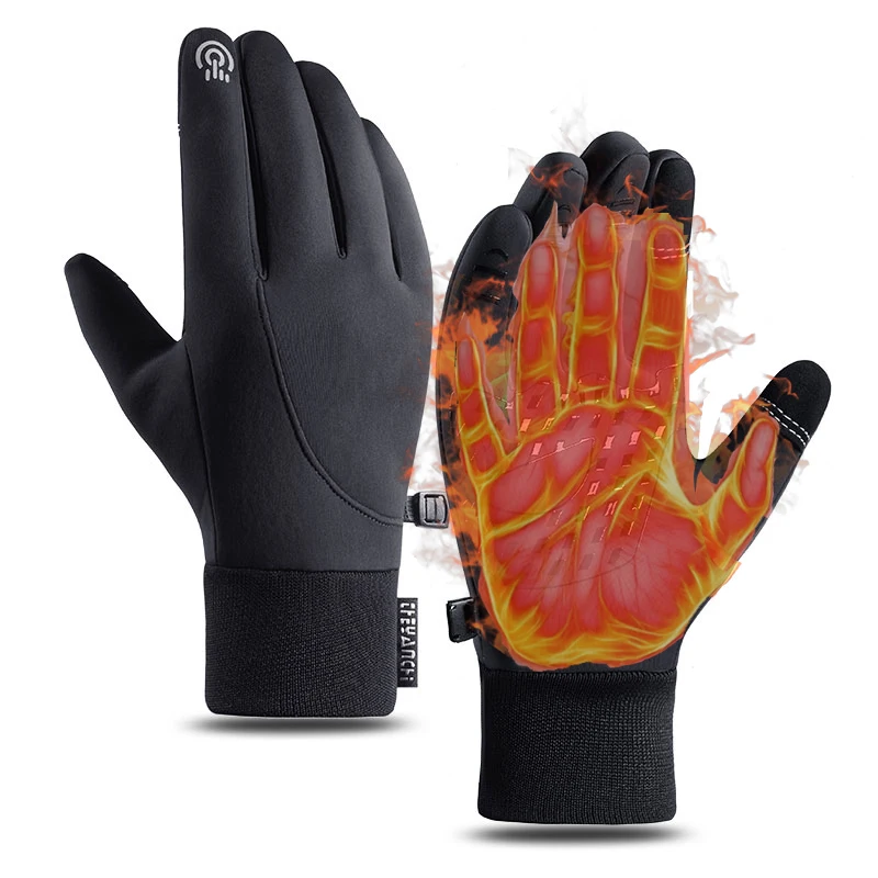 Winter Men's Cycling Gloves With Warm Fleece,Touchscreen Outdoor Gloves, Waterproof & Windproof,Anti Slip,for Camping,Hiking