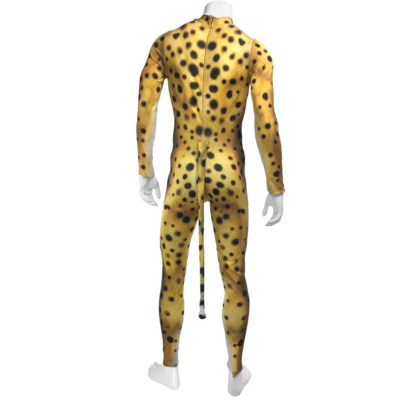 Cheetah Animal Cosplay Bodysuit with Tail for Adults and Kids