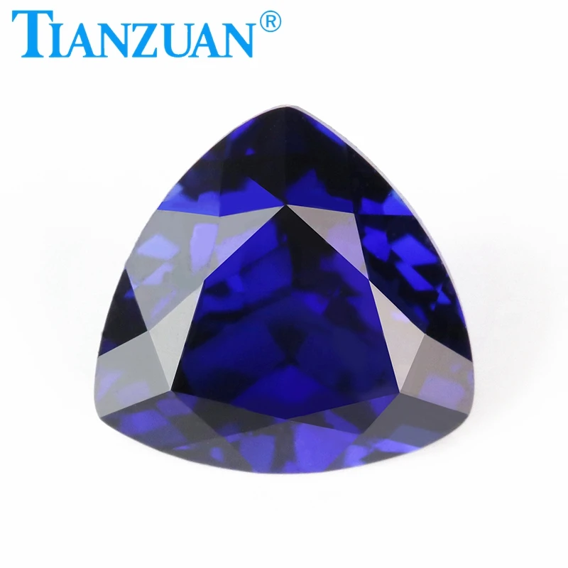 Synthetic Sapphire Blue Color Trillion Shape Natural Cut  Artificial Corundum Stone Clear Loose Stone oval shape natural cut artificial sapphire synthetic corundum clear loose stone for jewelry making diy material