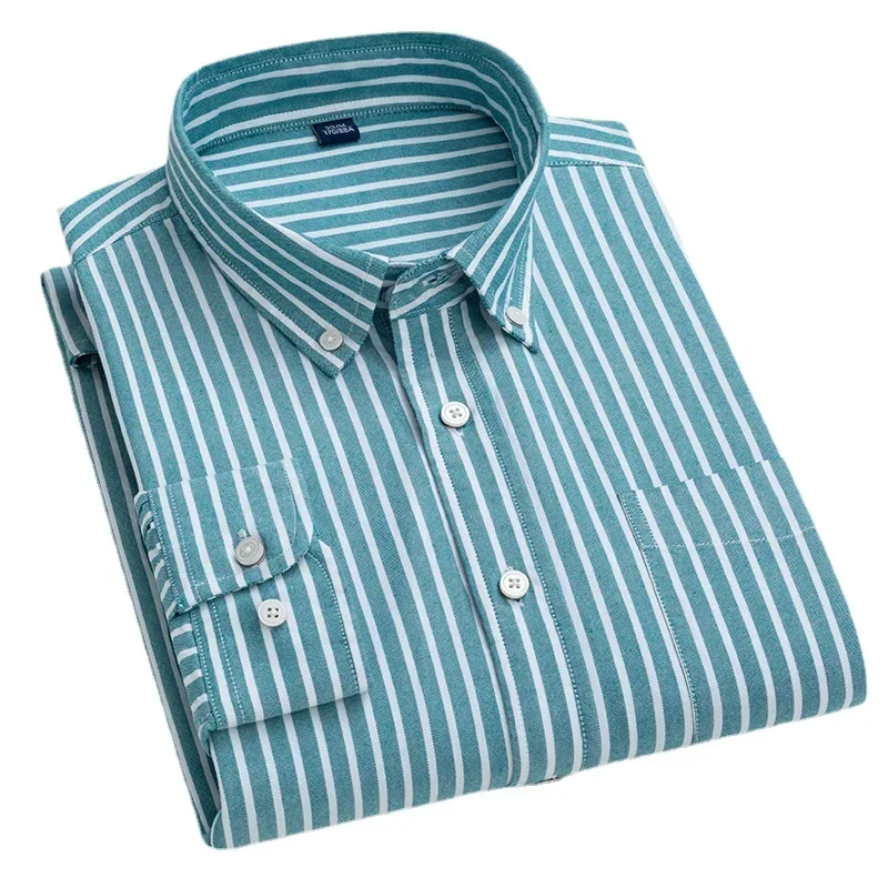

New Wash Pure Cotton Oxford Shirts Men's Long Sleeve Casual Versatile Business Standard-Fit Button-Down Dress Shirt