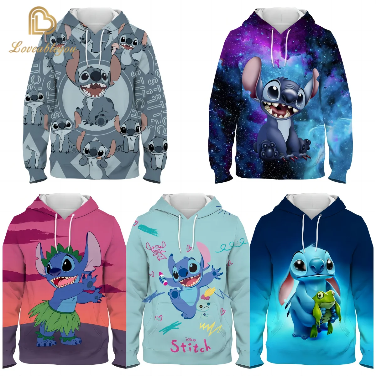 Disney Stitch Felpe Con Cappuccio Felpa Per Donna Girocollo Manica Lunga Cute Kawaii Y2K Felpa Sudaderas Con Capucha Para Mujer Autunno