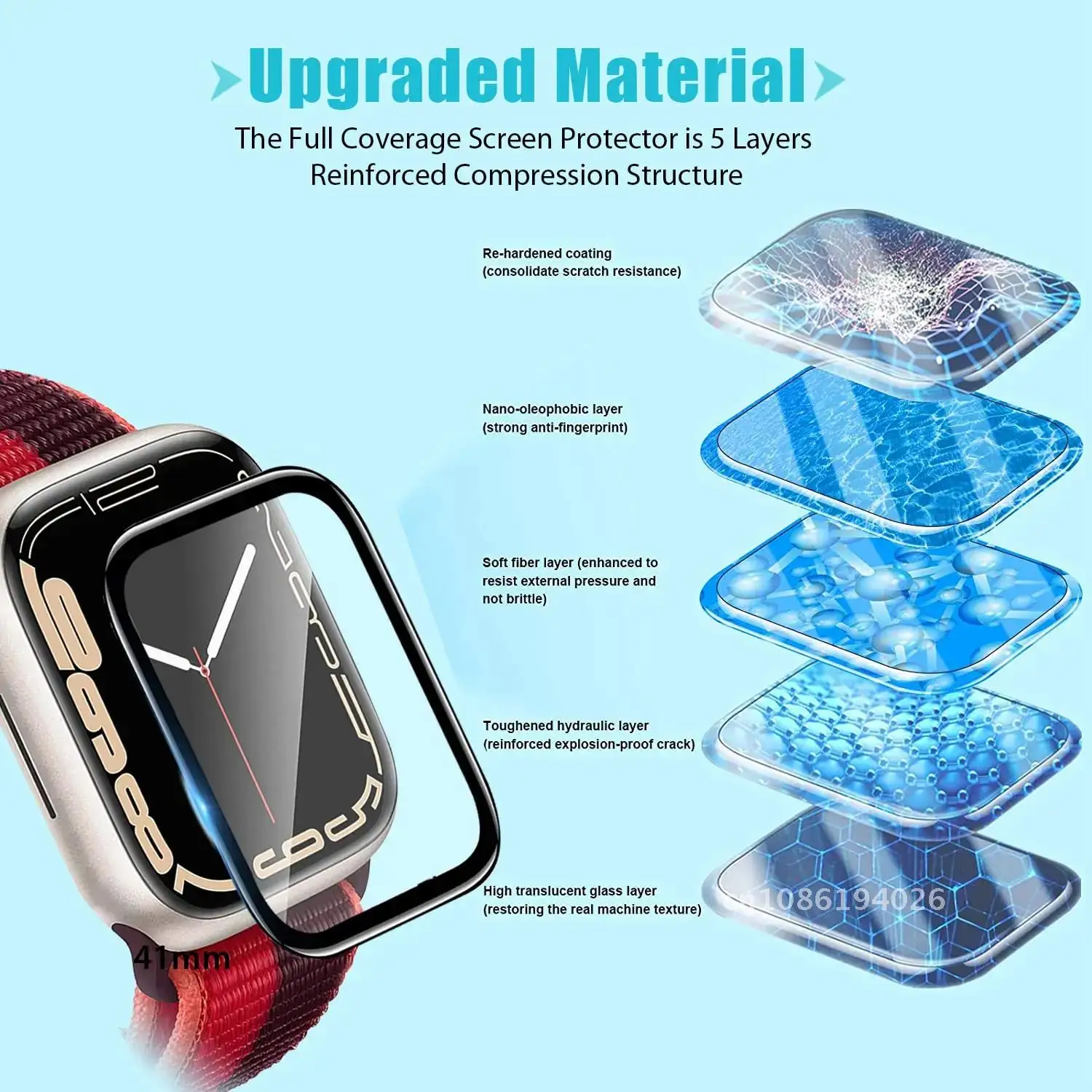 

Glass Screen Protector 3D Tempered for iPhone Watch Band 41mm 45mm 42/38mm Accessories Iwatch 7 6 5 4 3 Se 40mm 44mm 2022