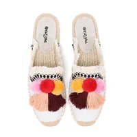 Women's Slippers  Espadrilles  Fluffy Ball Mule Slides Sale -  Rubber Hemp Shoes Outside Spring  women  sandals - Image 6
