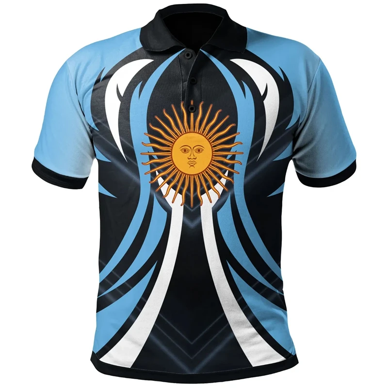 Argentina Flag Map 3D Stampato Polo Per Uomo Abbigliamento Moda Sport Manica Corta Cappotto Di Braccia Polo Jersey Maschio Top