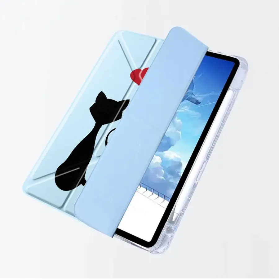 Cat Love Silhouette Y-Fold Tablet Holder and Cover Case