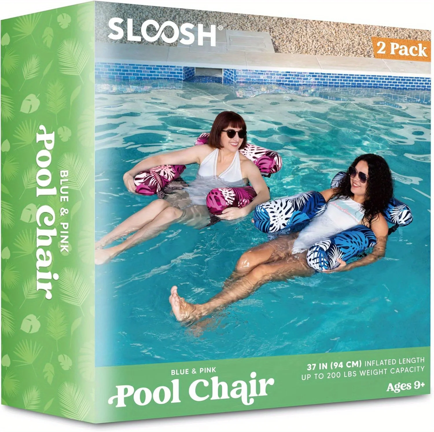 Sloosh 2er-Pack Schwimmende Liegestühle Aufblasbare Pool-Liegen für Erwachsene Hochbelastbar, Schwimmender Sessel für Sommer, Wasser, Strand und See – Detail 7