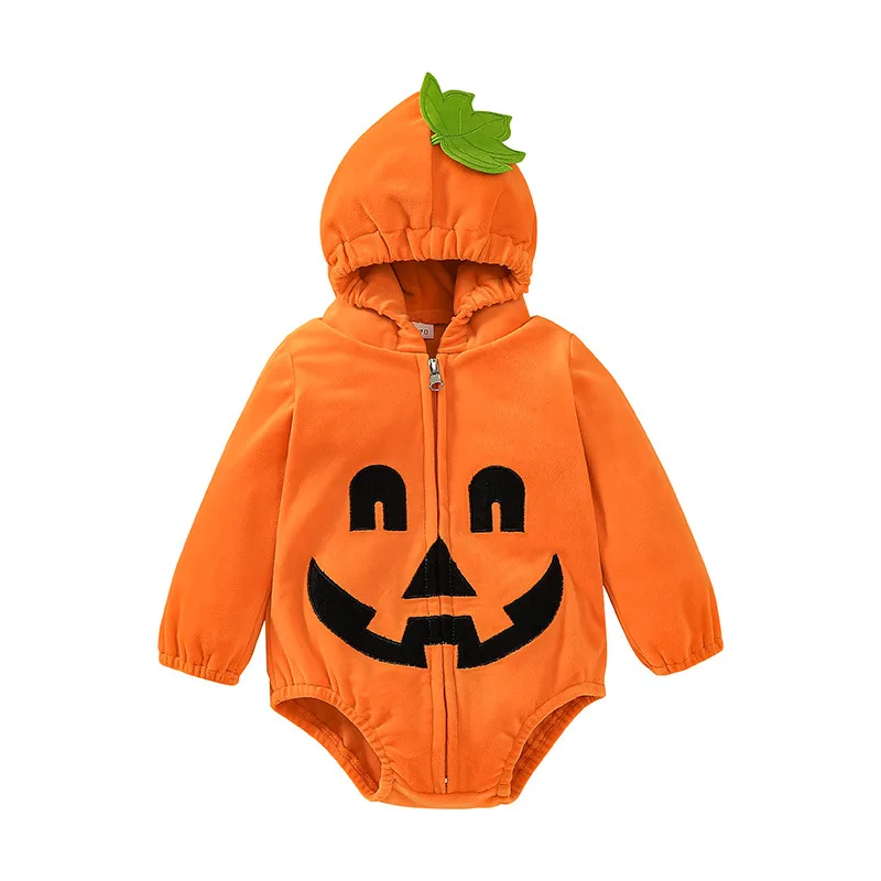 

Newborns Cosplay Halloween Onepiece Toddler Baby Boy Girl Pumpkin Zipper Jumpsuits for 0-2 Years 30