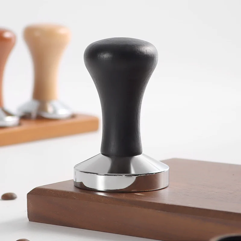 

Espresso Coffee Tamper Wooden Handle 51mm 53mm 58mm Flat Base Tamper Coffee Tamper Mat Coffee Powder Hammer Wooden Black