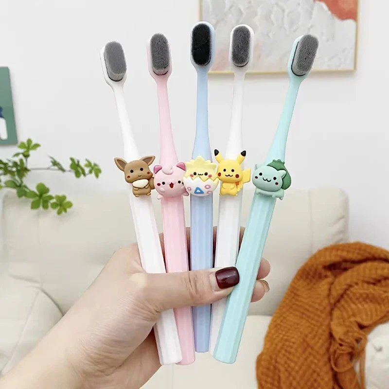 

Pokemon Pikachu Eevee Bulbasaur Cute Kawaii Soft Hair Toothbrush Creative Anime Peripheral Cartoon Toothbrush Kid Christmas Gift