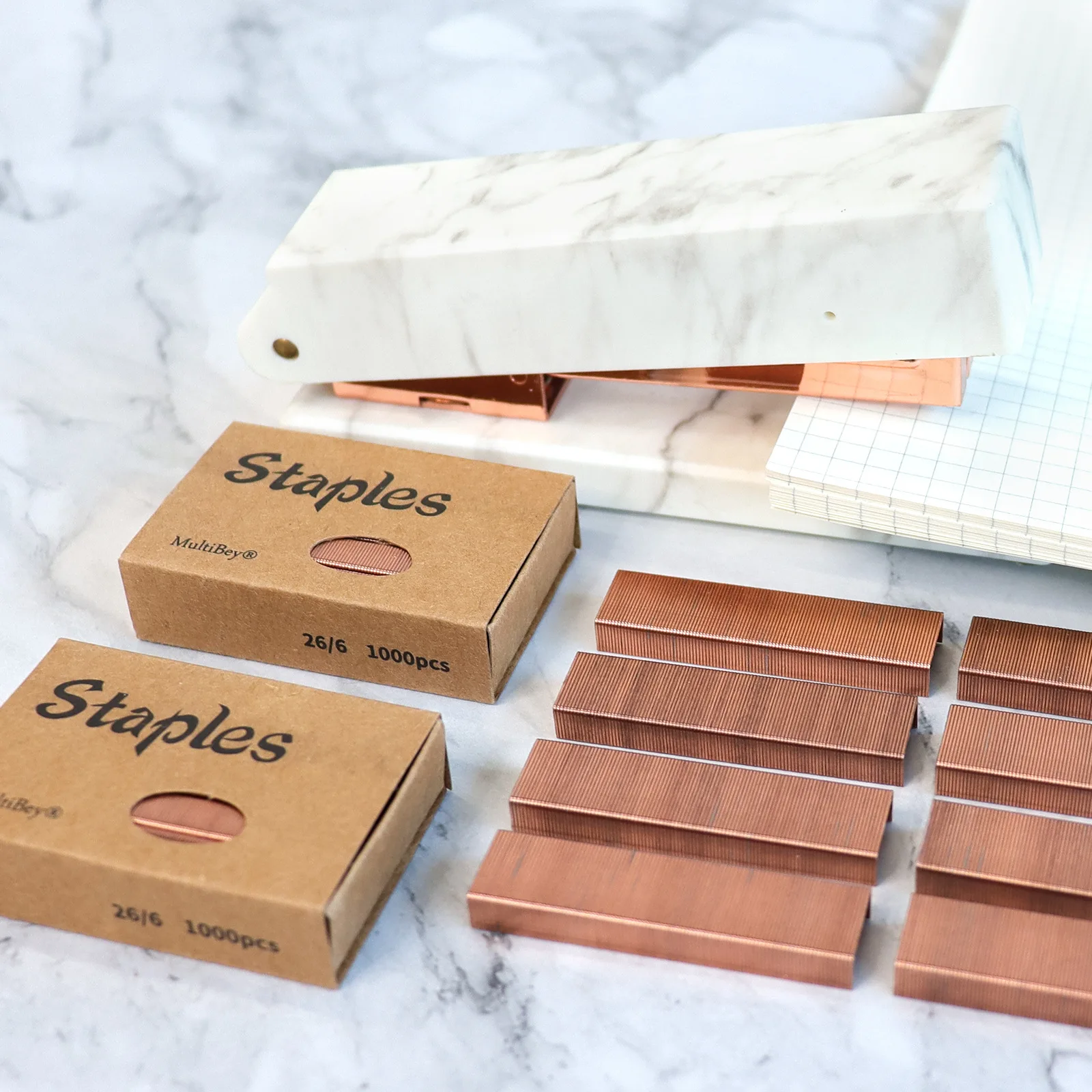 silkpin　6箱 26/6 ステープルピン 1000 ピース/箱ローズゴールドメタル