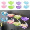 Double Layer Flowers Lotus Shape Draining Soap Dish Soap Box Plate Holder Portable Punch-free Soap Tray Bathroom Accessories 1