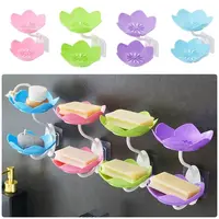 Double Layer Flowers Lotus Shape Draining Soap Dish Soap Box Plate Holder Portable Punch-free Soap Tray Bathroom Accessories 1