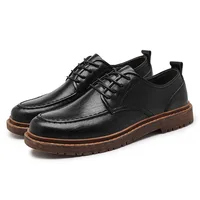 New Men's Casual Work Shoes Autumn Winter Leather Boots Versatile British Style Small Leather Shoes Large Size Cross-Border