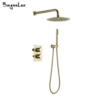 Bathroom Faucet 2 Dial 2 Way Gold Shower Set Diverter Thermostatic Control Mixing Valve Rainshwoer Sets 8/10/12  Inch 2