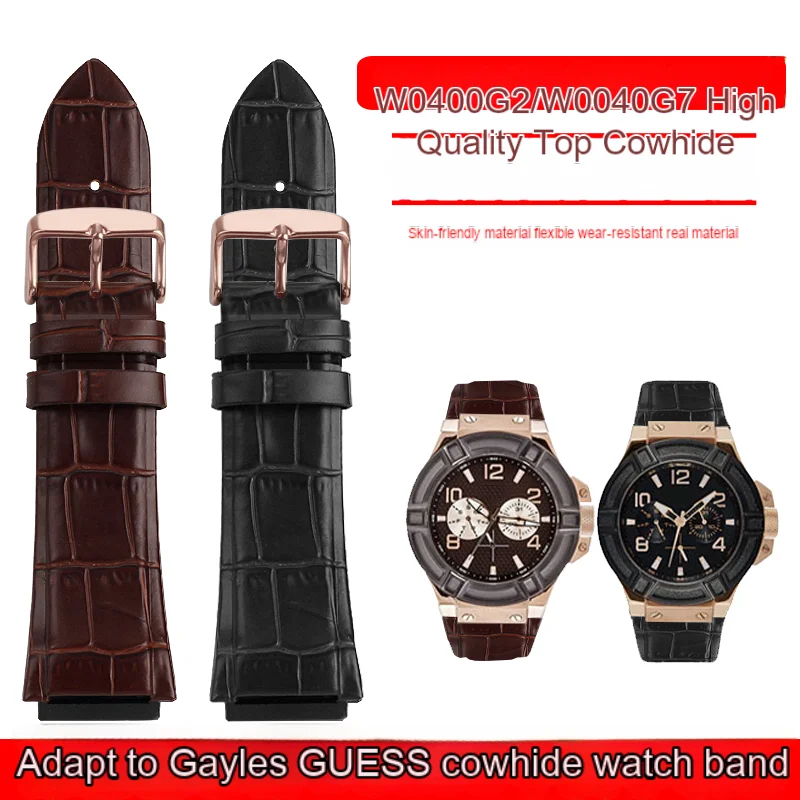 

22mm Genuine Leather Watch Strap For GUESS W0400G2 W0040G3 W0247G3 W0040G7 Wristband Series Cowhide Watchbands Men's Bracelet