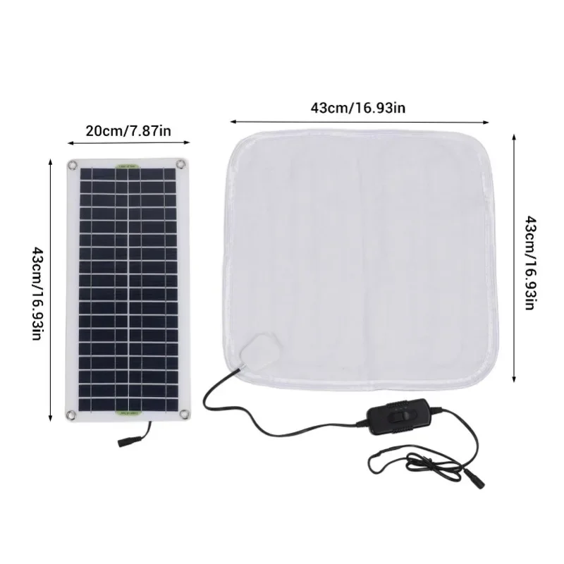Solar Heating Pad 12V 50W Solar Heating Pad Winter Warm Foot Pad Warm Shoe Pet Heating Blanket Electric Blanket Solar Electrical Accessories