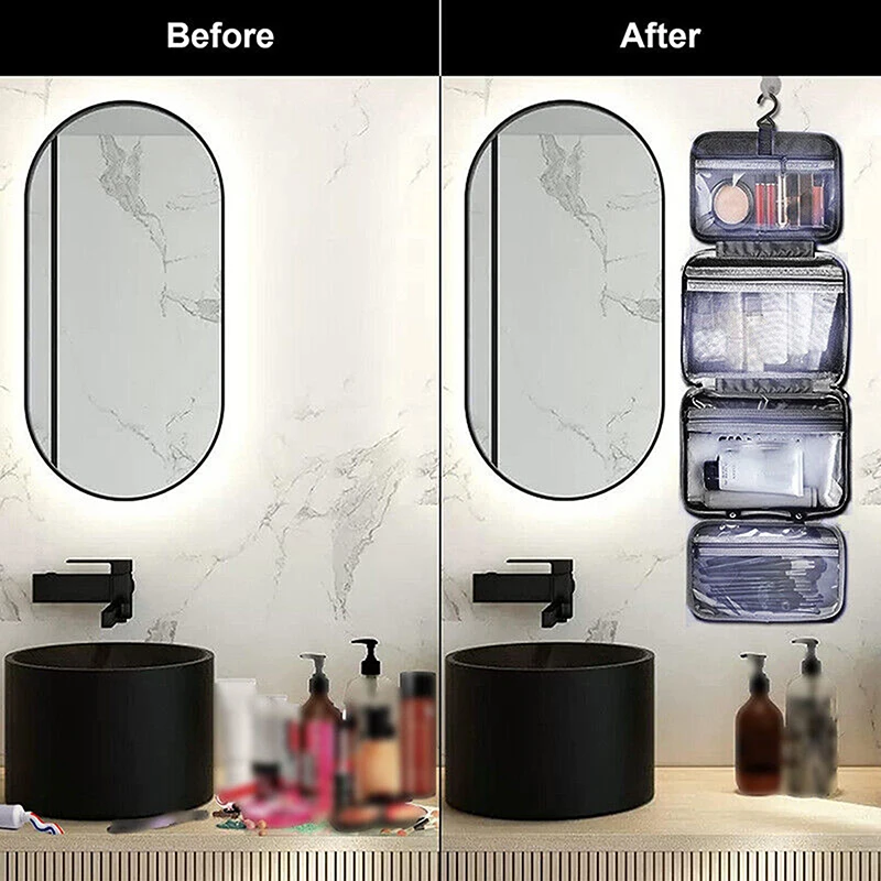 Waterproof Hanging Hook Toiletry Bag Large Folding Handbag Travel Makeup Cosmetic Razor Storage Organizer Case Bathroom Supplies 5
