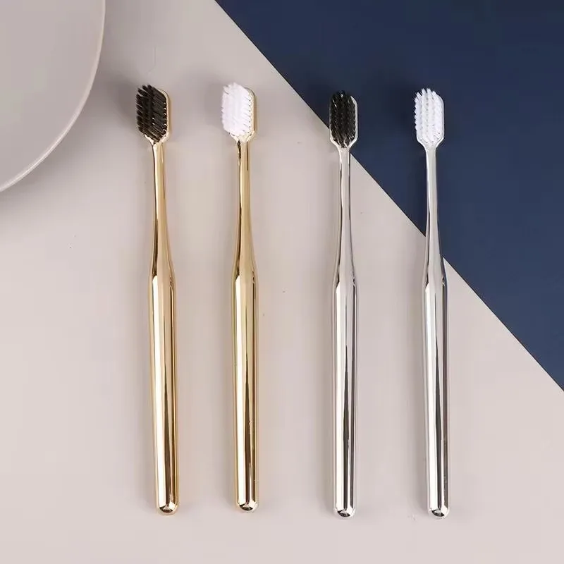 1-4pcs 럭셔리 소프트 칫솔 남성 여성 성인 칫솔 골드 실버 치과 브러쉬 우아..