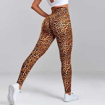 Leopard Print Leggings Fitness Women High Waist Sexy Yoga Pants Scrunch Butt Booty Leggins Gym Jogging Breathable Female Clothes