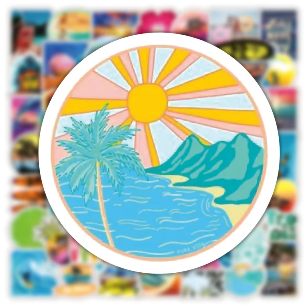 10/30/50/100PCS Hawaii Summer Surfing Decorative Stickers Tropical Beach Surf Decals Travel Luggage Surfboard Water Bottle Toy