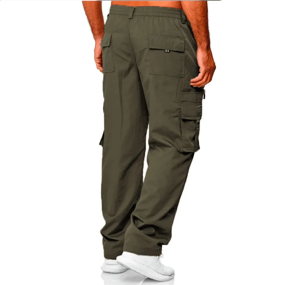 Multi-pocket Loose Men's Pants Casual Straight-leg Cargo Pants Men for Gym Solid Color All-match and Comfortable Pants for Men