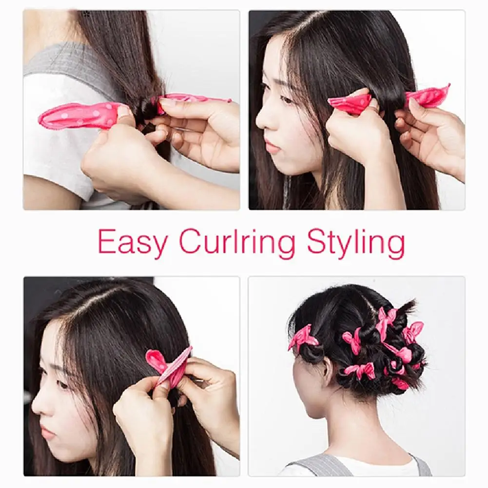 Curler Rollers 12Pcs DIY Night Sleep Foam Hair Styling Tool Flexible Soft Satin Sponge Pillow Hair Rollers No Heat