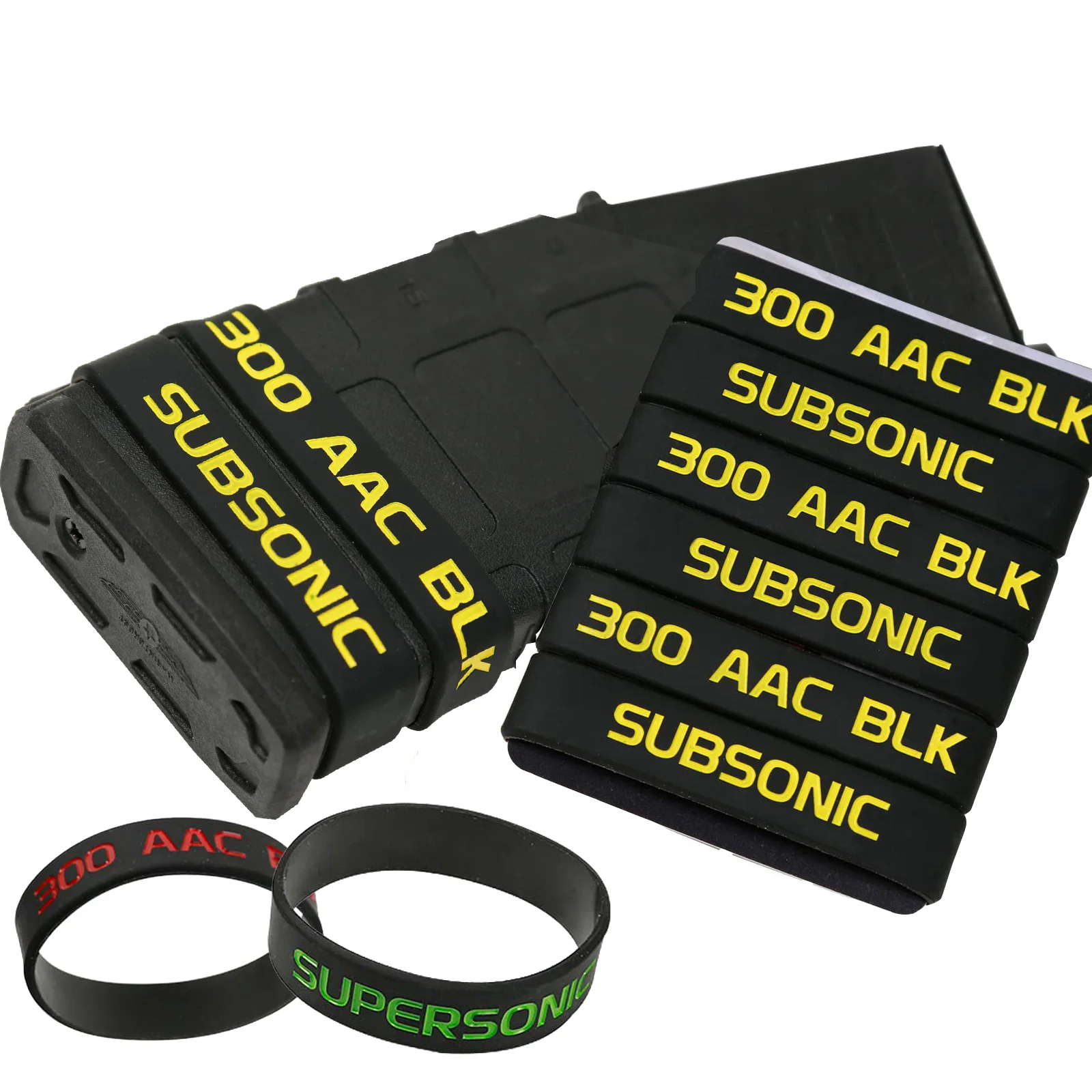 6pcs/Pack 300 Blackout Magazine Marker Bands Rubber Rifle Magazine Marking Band for 5.56 Nato .223 REM 7.62x35 mm 300 AAC BLK