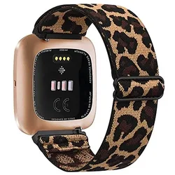 Adjustable Elastic Nylon Breathable Sport Watchband Bracelet - fitbit sense (Leopard)