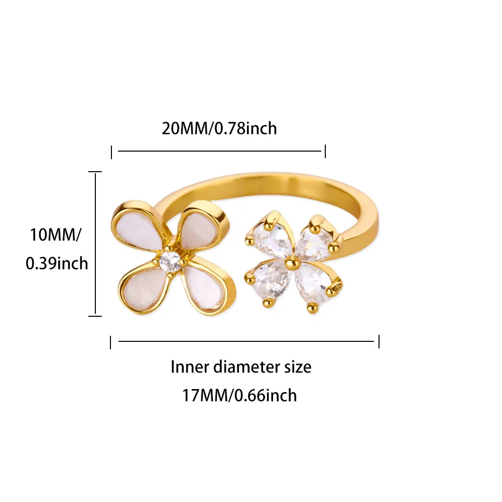 Four Leaf Clover Zircon Rings for Women