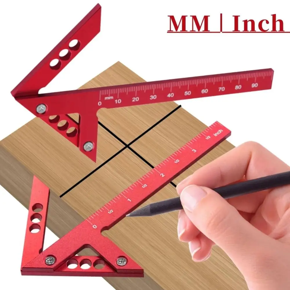Durable Aluminum Woodworking Circle Center Scribe 45/90° Portable Right Angle Line Gauge Center Finder Center Measuring Tool