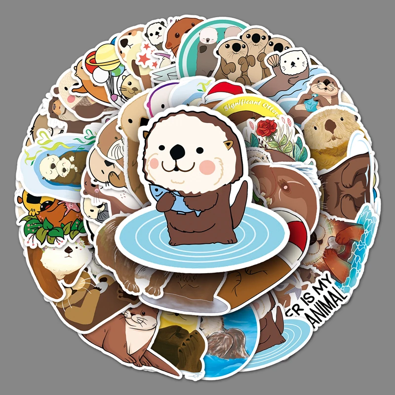 Cartoon Anime Kawaii Otter Stickers for Laptop Suitcase Stationery Waterproof Decals Album Graffiti Kids Toys Birthday Gifts 30 60 100pcs bungo stray dogs anime stationery stickers cartoon pvc graffiti decals skateboard suitcase luggage waterproof kid